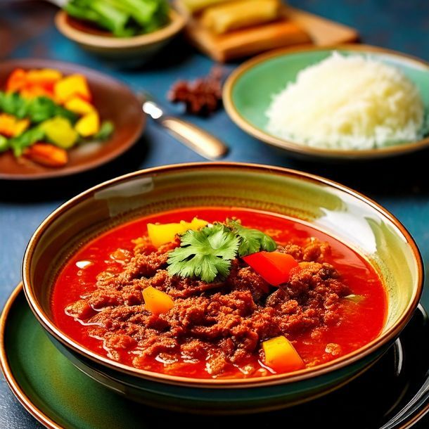 Jamaicaanse curry met rundergehakt, knapperige groenten en kokos  