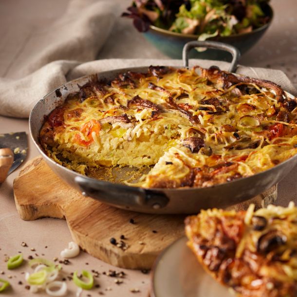Spaghetti-frittata met verborgen groenten & hoenderdijfilet